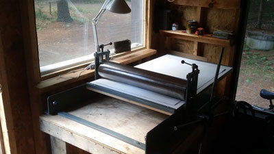 Crate containing Thomas Etching Press arrives in PEI.